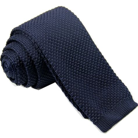 navy blue knitted groom tie